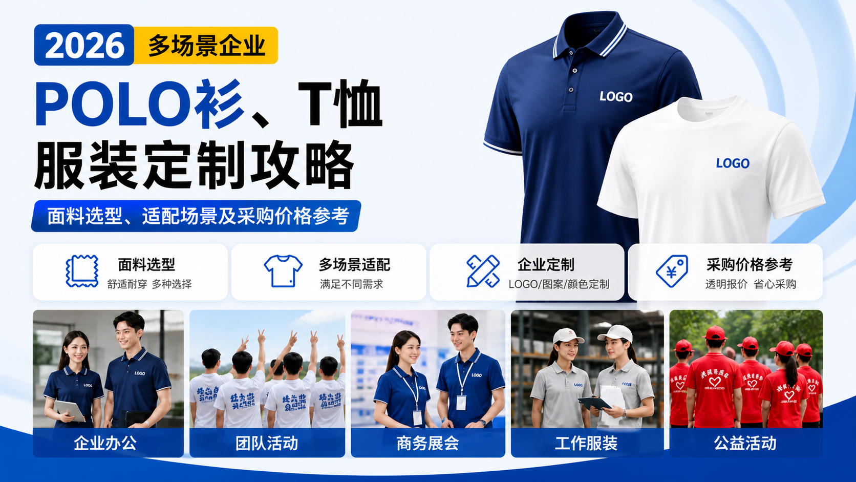 2026多场景企业POLO衫、T恤服装定制攻略：面料选型、适配场景及采购价格参考